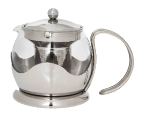 Stainless Steel and Glass Tea Pot
