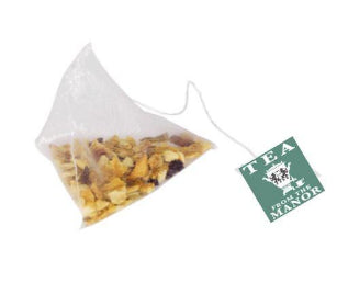 Lemon & Ginger Silky pyramid teabag with Tea From The Manor logo
